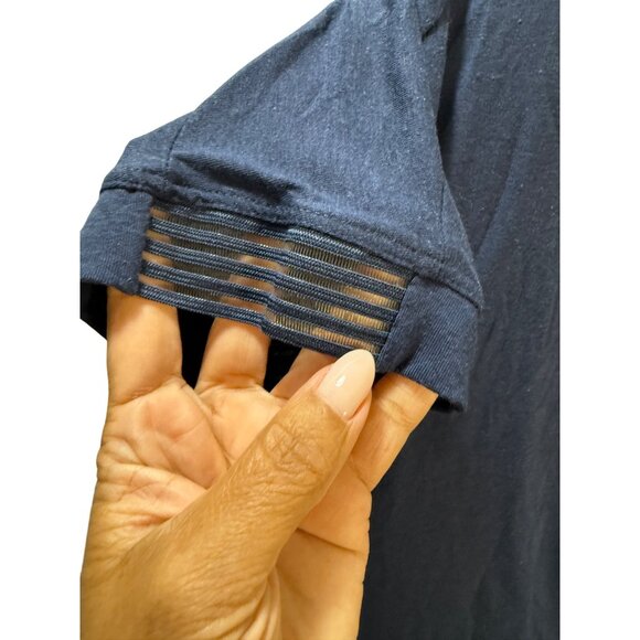 Athletic Works Womens Blue T-Shirt Mesh Sleeve Detail Size M - Picture 3 of 8